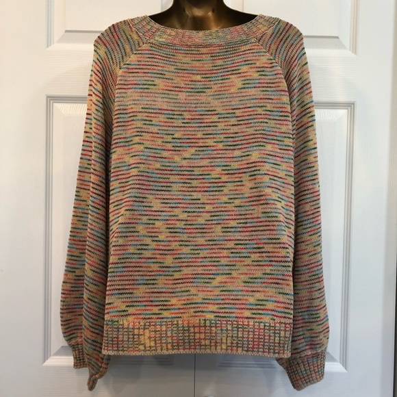 Colorful Sweater with Long Balloon Sleeves - Picture 2 of 4